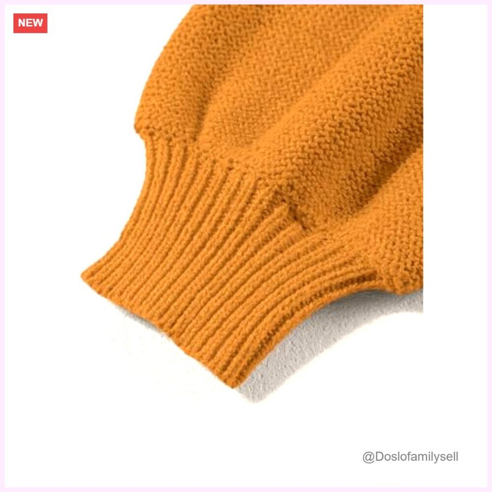 Women's Long Sleeve Crewneck Pullover Sweater, Loose Fit Knit Top - Picture 6 of 7